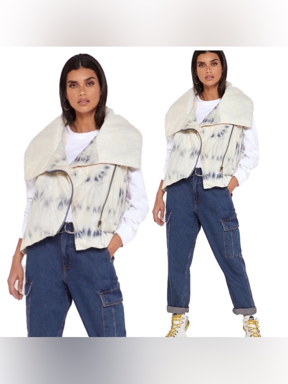 Free People We the Free Just A Little Puffer Vest Size Large Excellent Condition